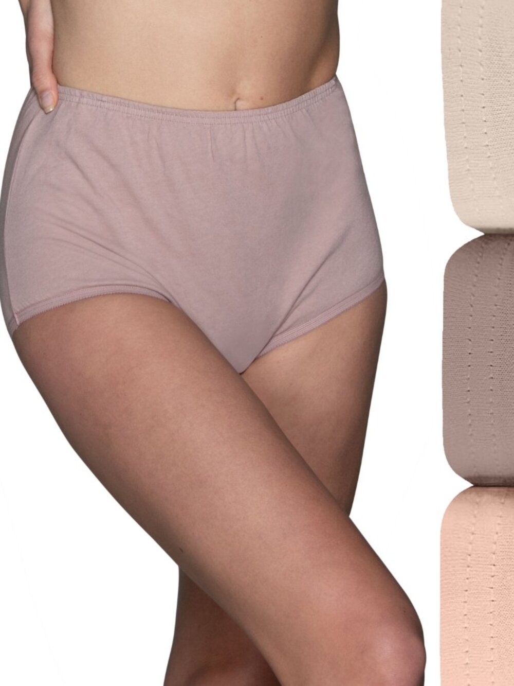 #2040 Vanity Fair 15320 Tailored Cotton Brief Panty - 3 Pack (Peach/Blush/Fawn